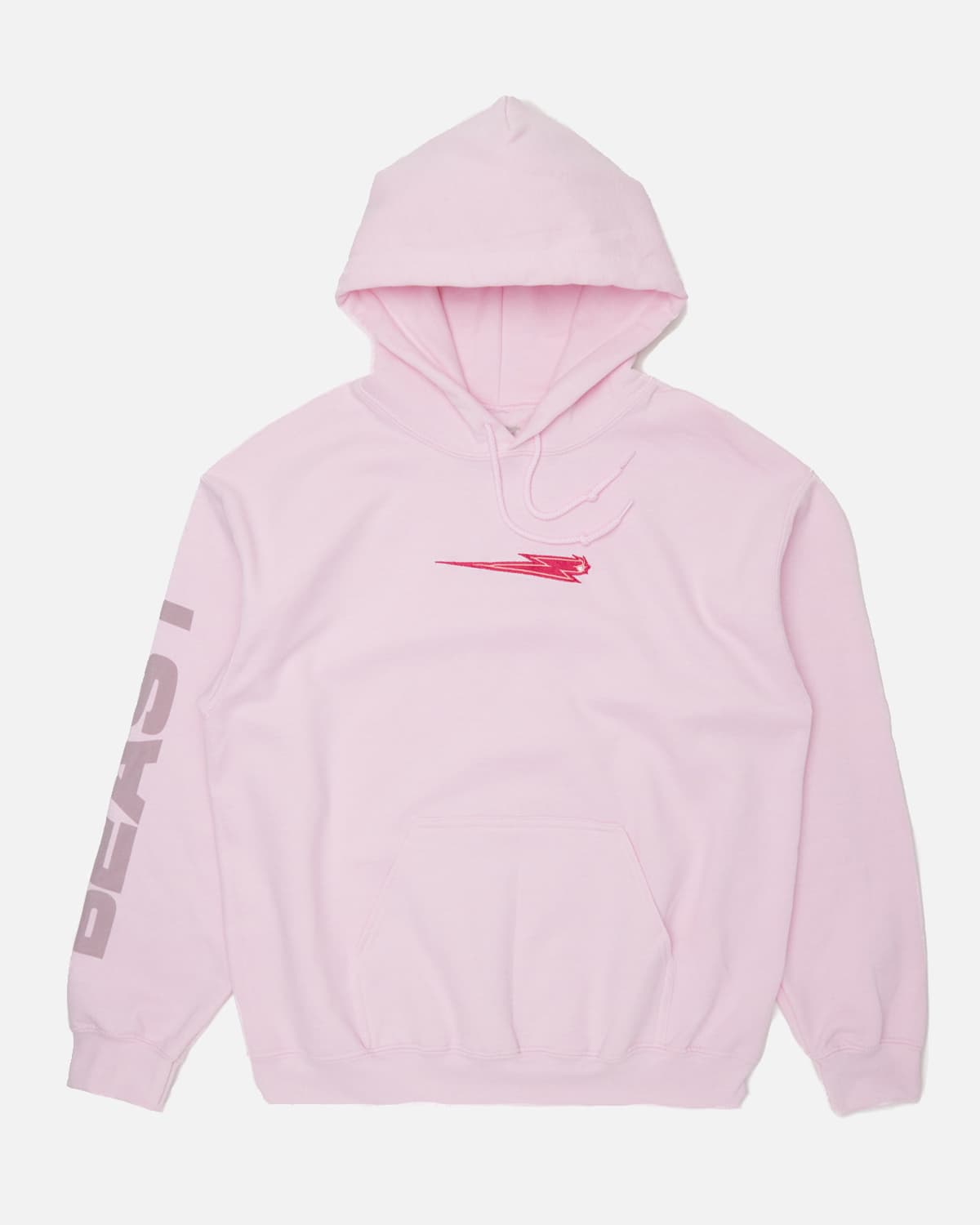 'Beast Bolt' Embroidered Pull Over Hoodie Pink